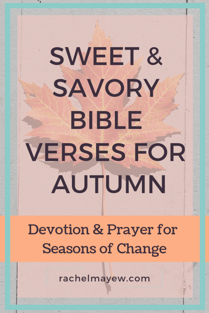 Sweet & Savory Bible Verses for Autumn ~ Rachel Mayew Devotion & Prayer for Seasons of Change. #rachelmayew #psalmforautumn #bibleversesforautumn #comfycozy #fallfeelings #ecclesiastes31 #autumn #devotions